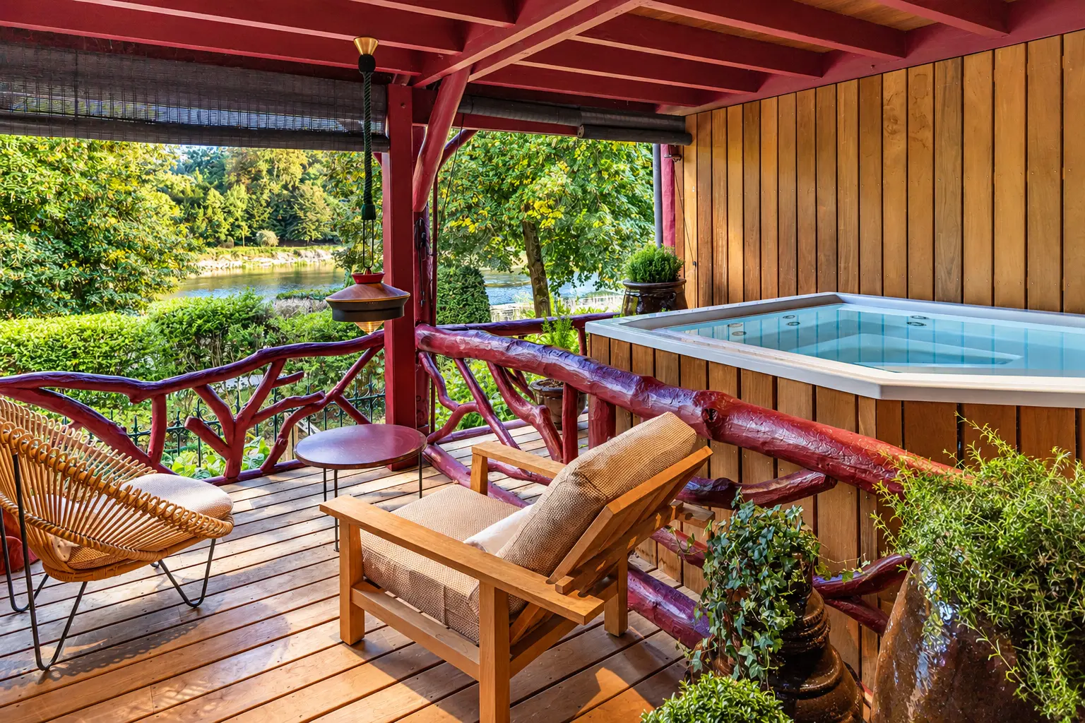 Bain à remous sur la terrasse